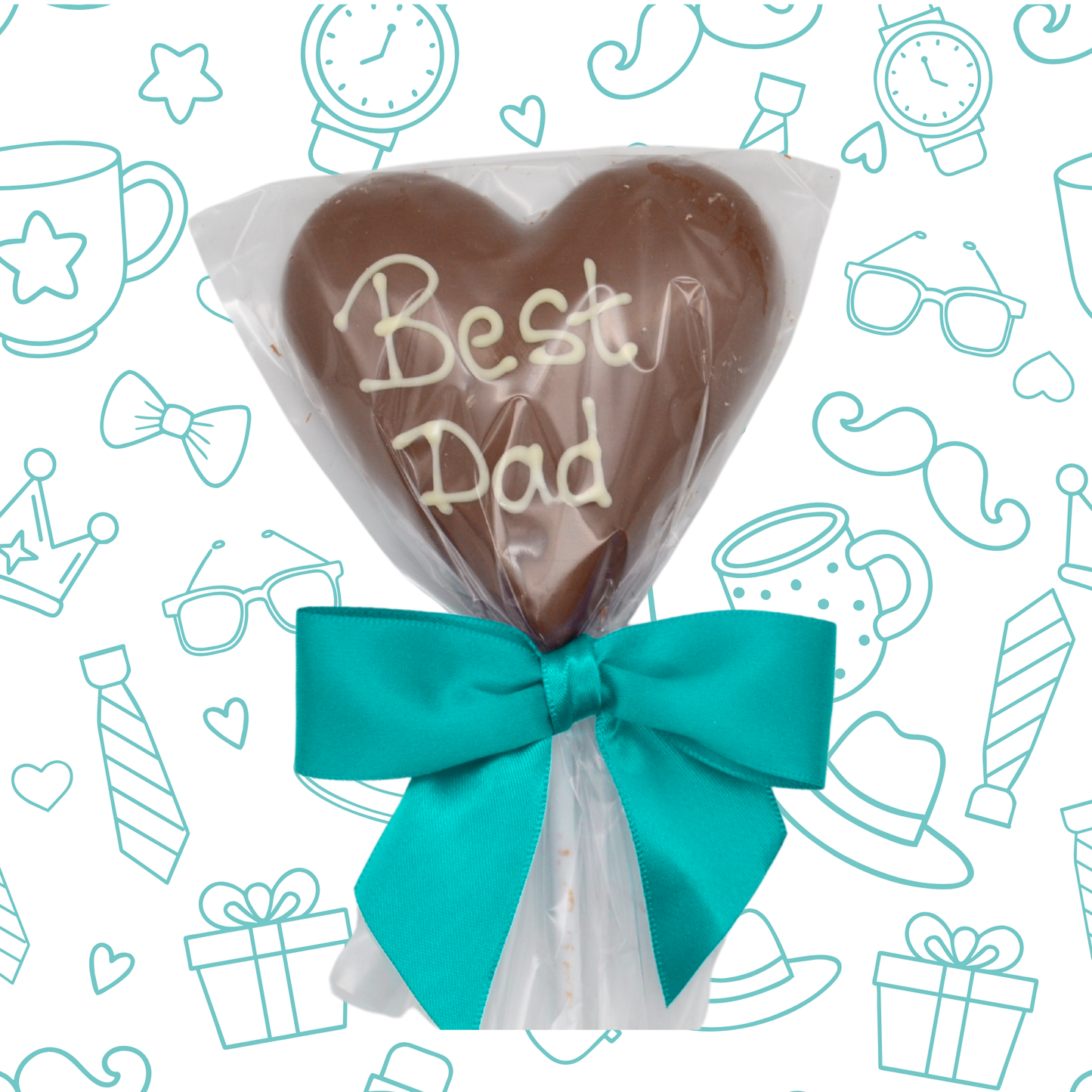 chocolate lollipop best dad on blue green background