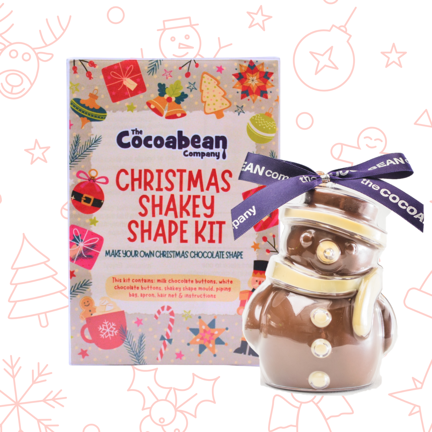Cocoabean Company Christmas Shakey Shape Kit with snowman shape and festive packaging.