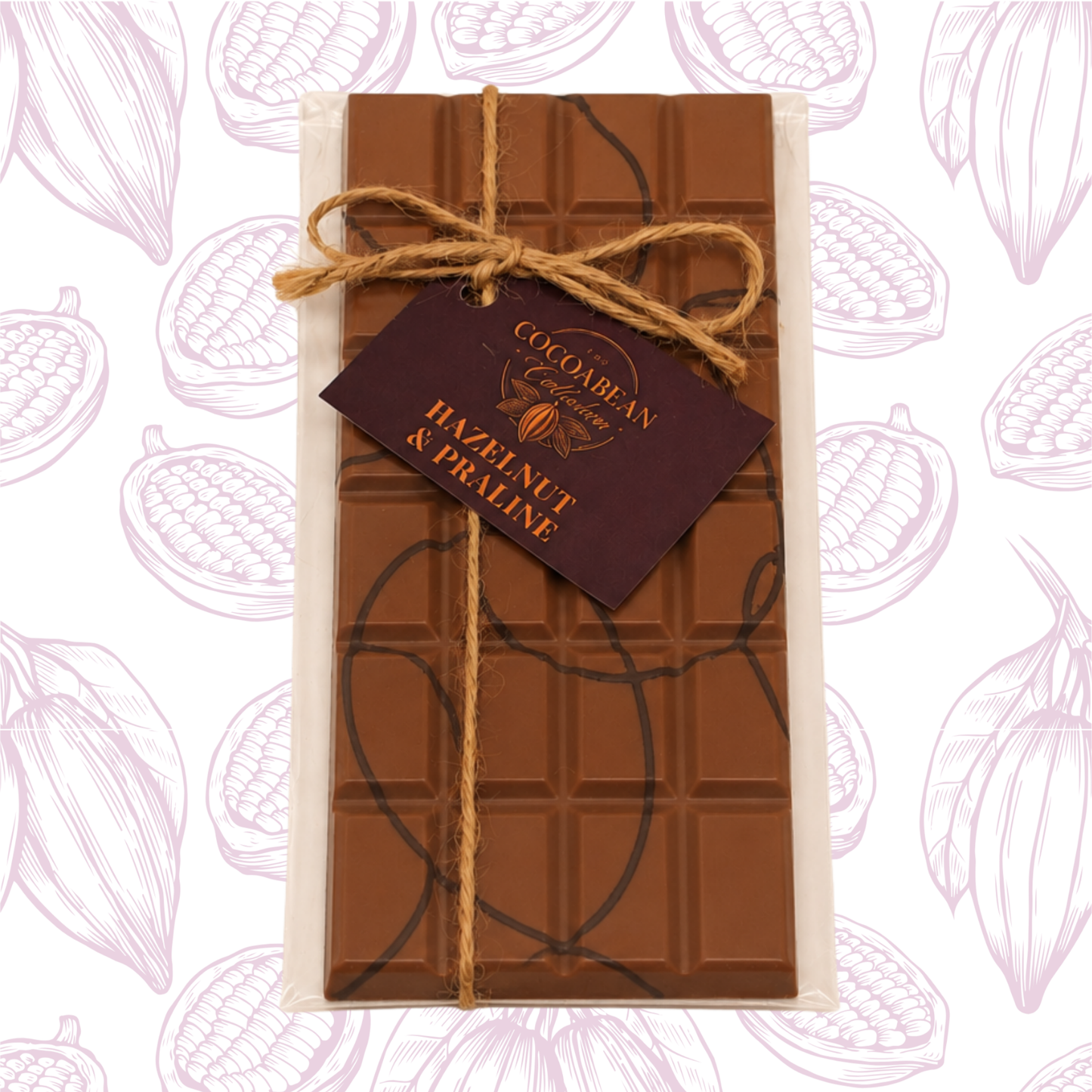 milk chocolate bar with dark chocolate swirl on decorative background